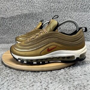 Nike Air Max 97 Shoes Kids Size 5.5Y Metallic Gold Red 918890-700 Sneakers